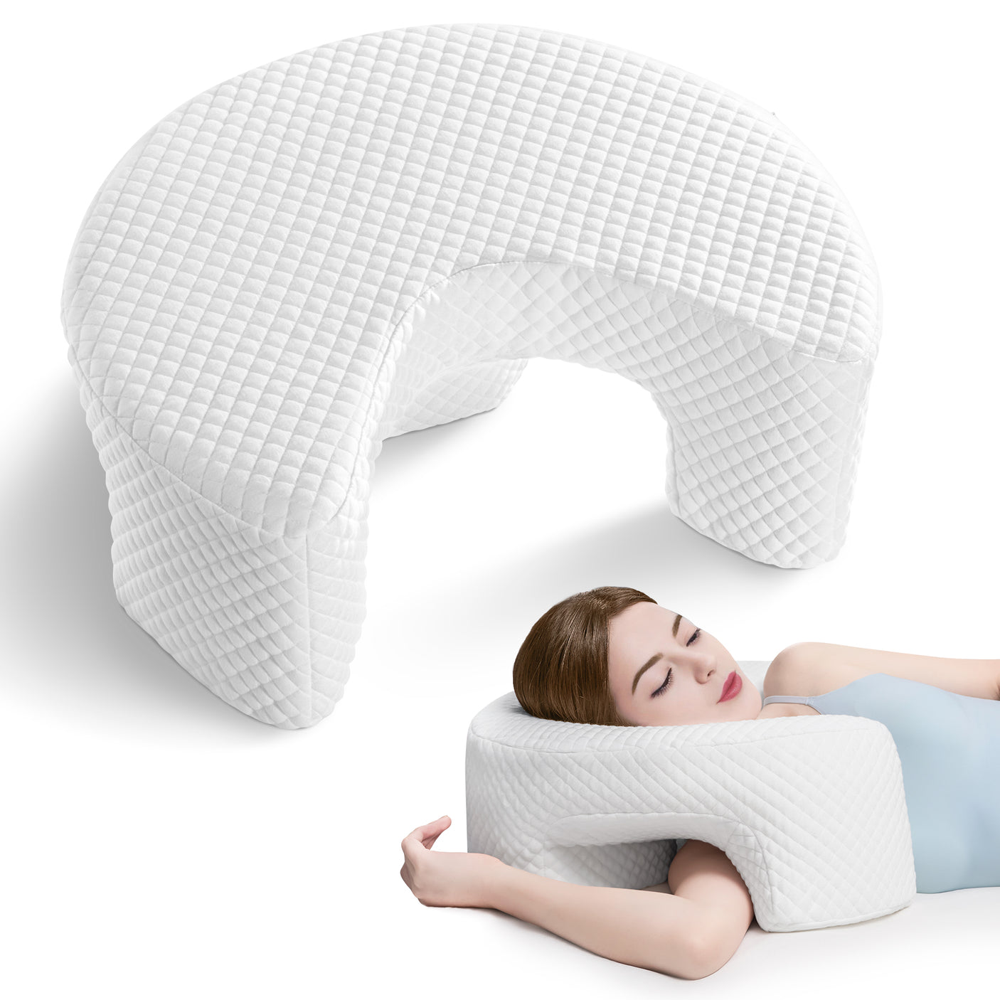 Side Sleeping Pillow with Arm Holes - Ergonomic Memory Foam Pillow for Cervical, Neck, Shoulder & Rotator Cuff Pain Relief - Ideal for Side Sleepers