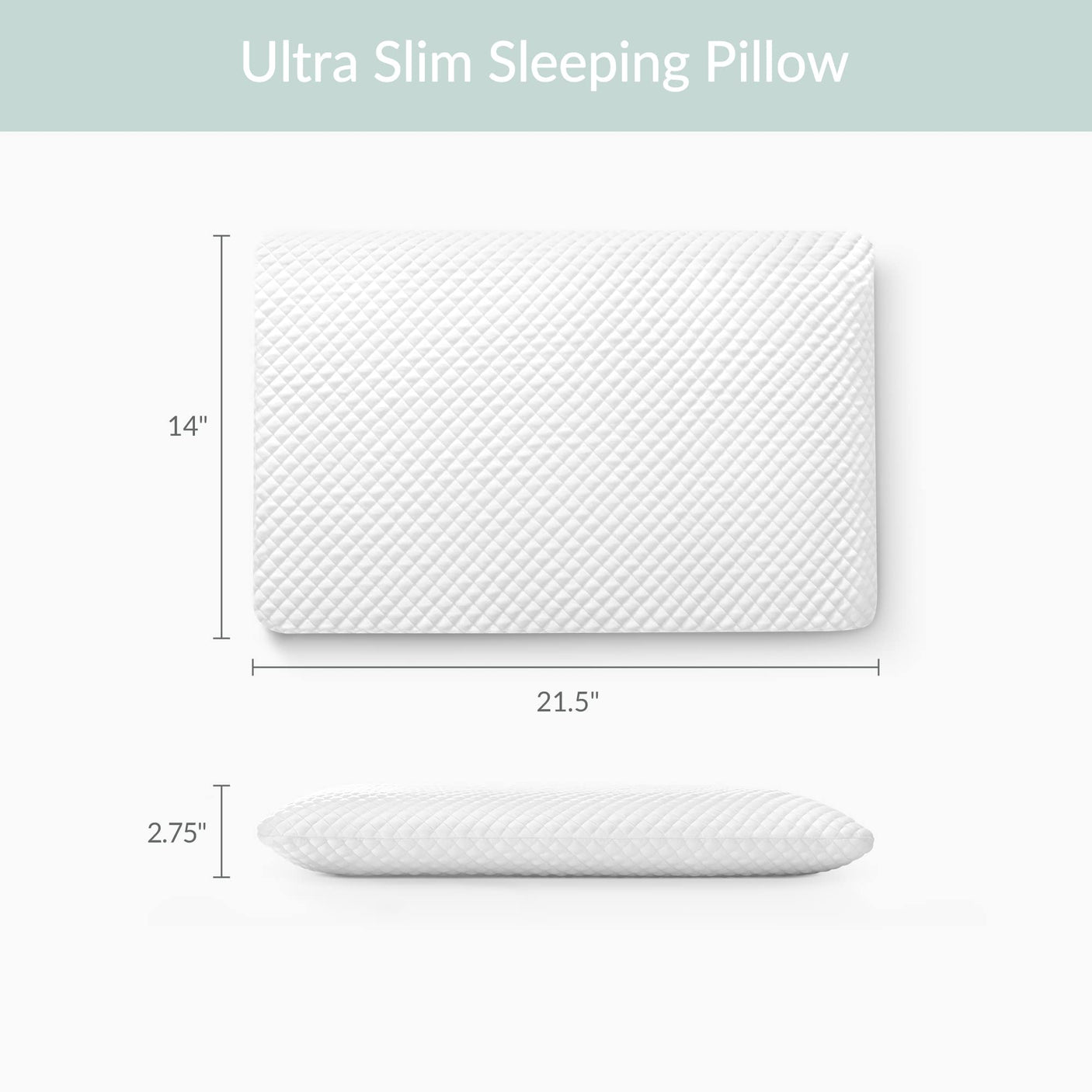 2.75 Inches Hyper Slim Memory Foam Pillow for Stomach and Back Sleepers - Thin, Flat Design for Cervical Neck Alignment and Deeper Sleep