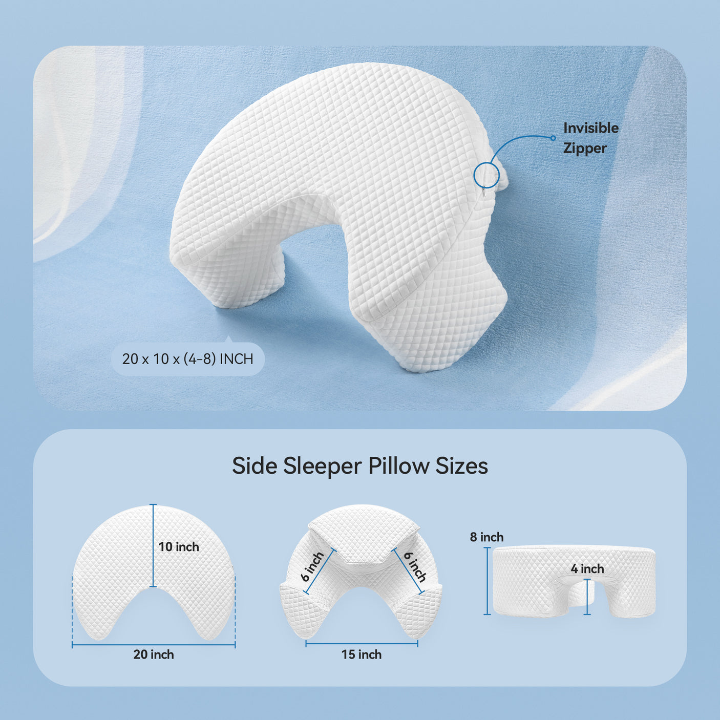 Side Sleeping Pillow with Arm Holes - Ergonomic Memory Foam Pillow for Cervical, Neck, Shoulder & Rotator Cuff Pain Relief - Ideal for Side Sleepers