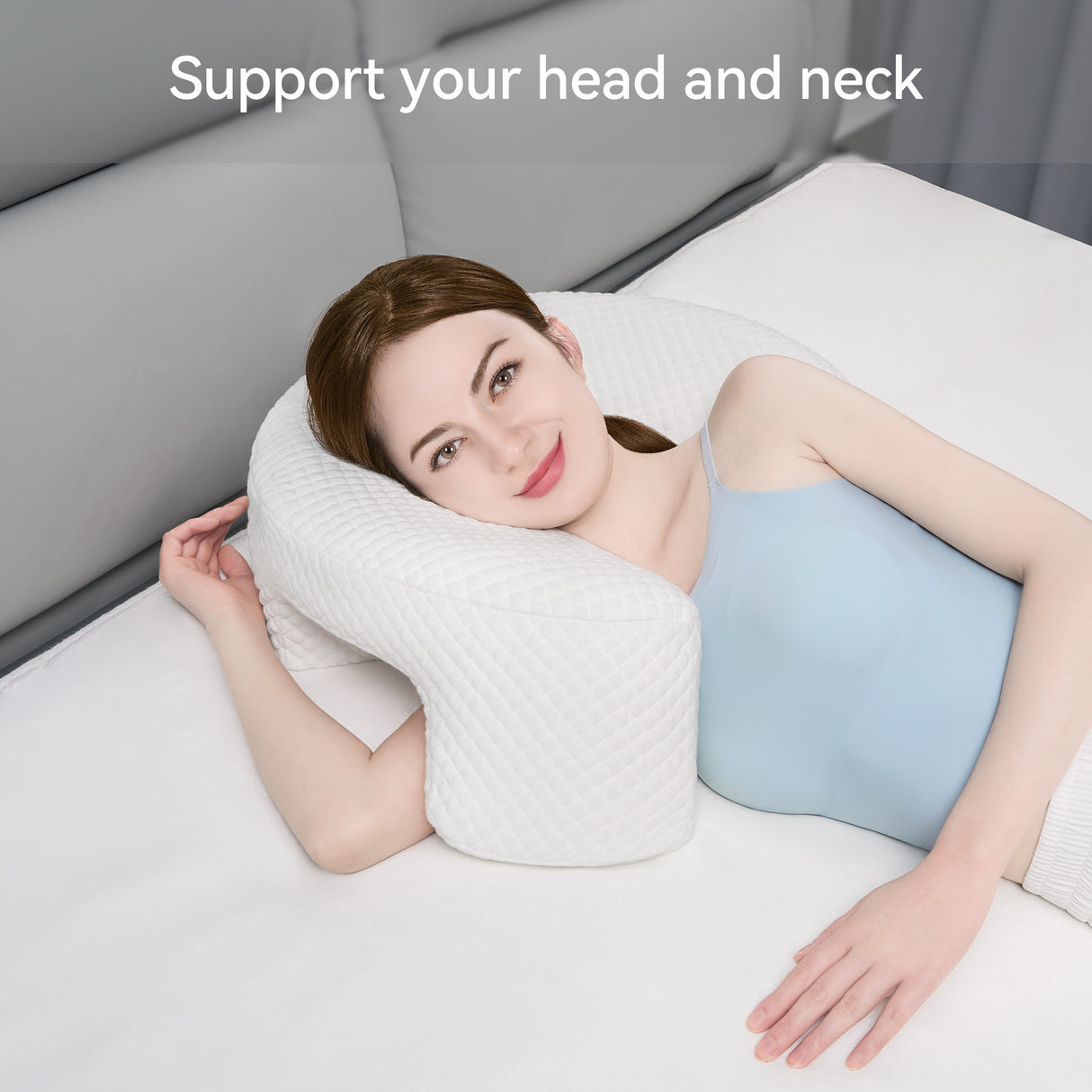 Side Sleeping Pillow with Arm Holes - Ergonomic Memory Foam Pillow for Cervical, Neck, Shoulder & Rotator Cuff Pain Relief - Ideal for Side Sleepers