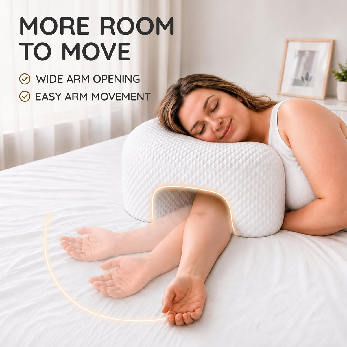 Side Sleeping Pillow with Arm Holes - Ergonomic Memory Foam Pillow for Cervical, Neck, Shoulder & Rotator Cuff Pain Relief - Ideal for Side Sleepers