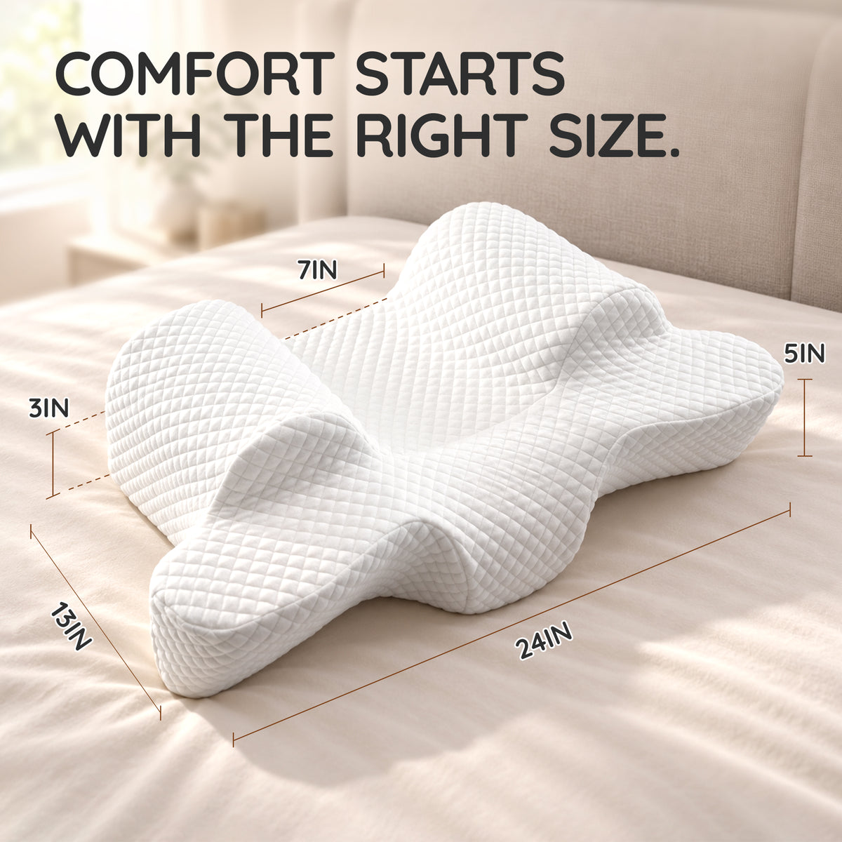Memory Foam Back Sleep Training Pillow for Keep Head Straight Wrinkle Prevention - Beauty Pillow for Anti Wrinkle & Anti Aging.