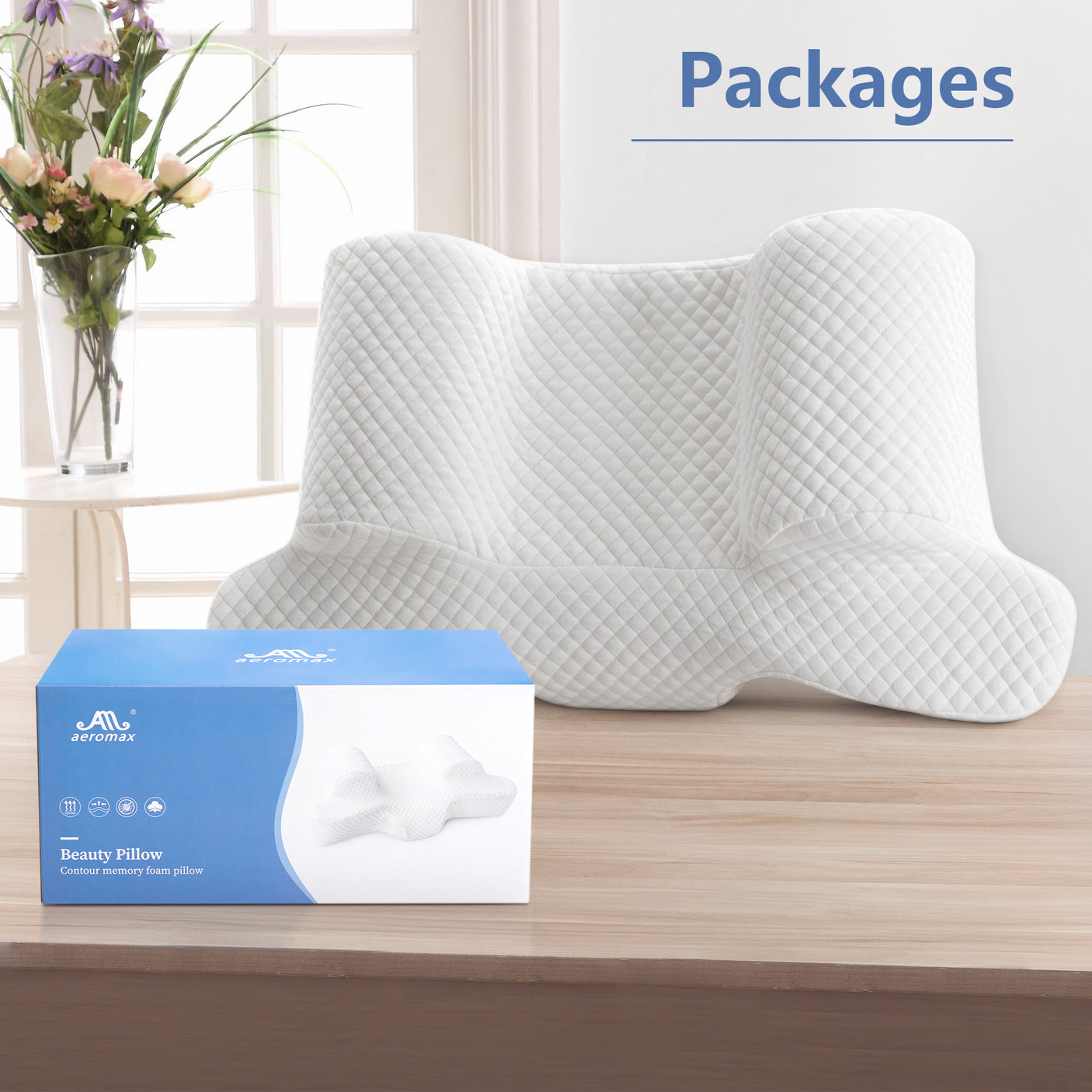 Memory Foam Back Sleep Training Pillow for Keep Head Straight Wrinkle Prevention - Beauty Pillow for Anti Wrinkle & Anti Aging.