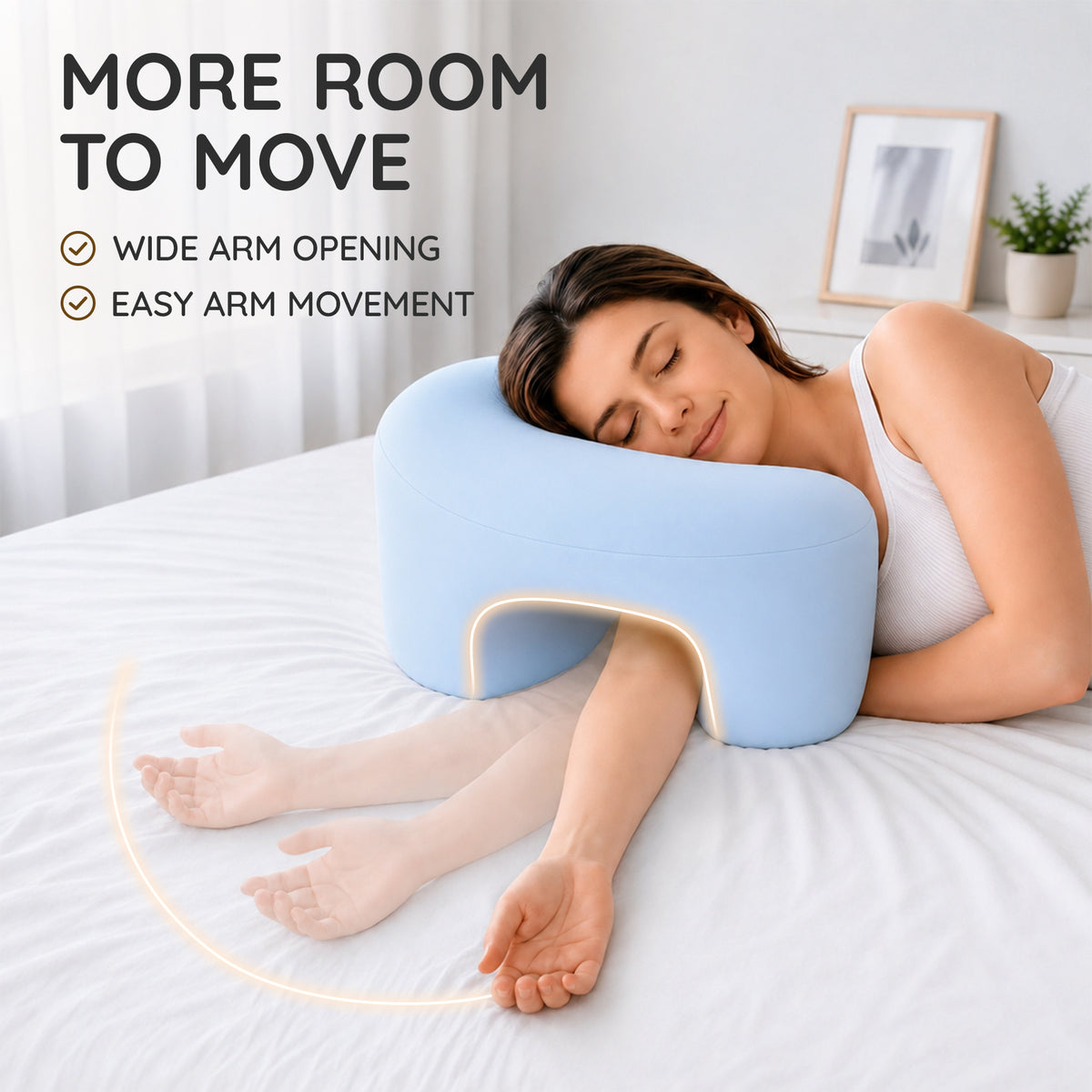 Side Sleeping Pillow with Arm Holes - Ergonomic Memory Foam Pillow for Cervical, Neck, Shoulder & Rotator Cuff Pain Relief - Ideal for Side Sleepers