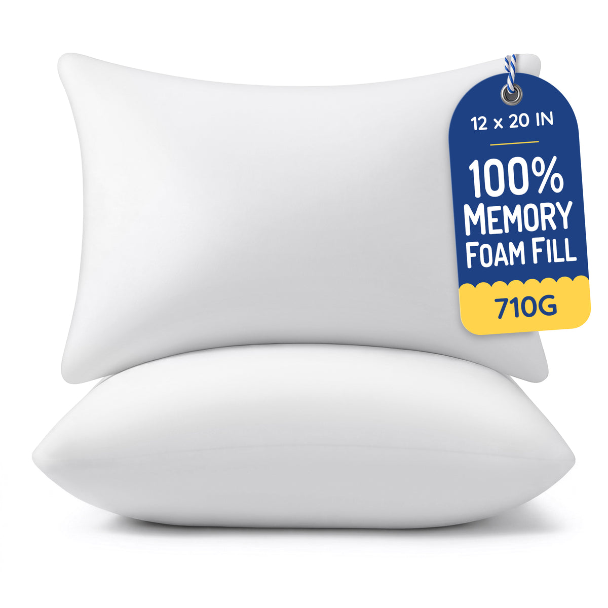 Throw Pillow Memory Foam Pillow Insert - Rectangular Lumbar Support Pillow for Decorative Cushion Bed Couch Sofa - Non-Deforming Over Time