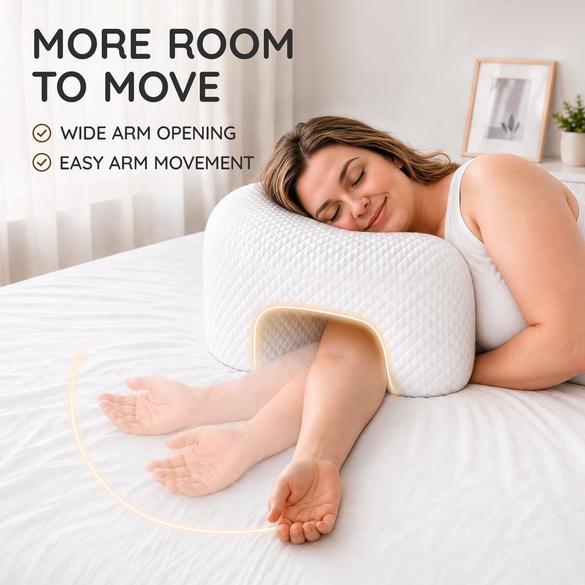 Side Sleeping Pillow with Arm Holes - Ergonomic Memory Foam Pillow for Cervical, Neck, Shoulder & Rotator Cuff Pain Relief - Ideal for Side Sleepers