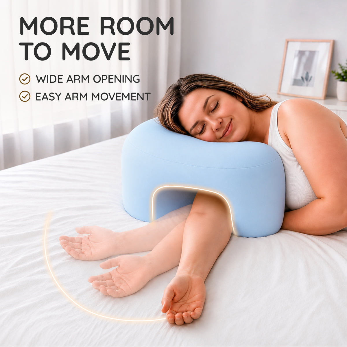 Side Sleeping Pillow with Arm Holes - Ergonomic Memory Foam Pillow for Cervical, Neck, Shoulder & Rotator Cuff Pain Relief - Ideal for Side Sleepers
