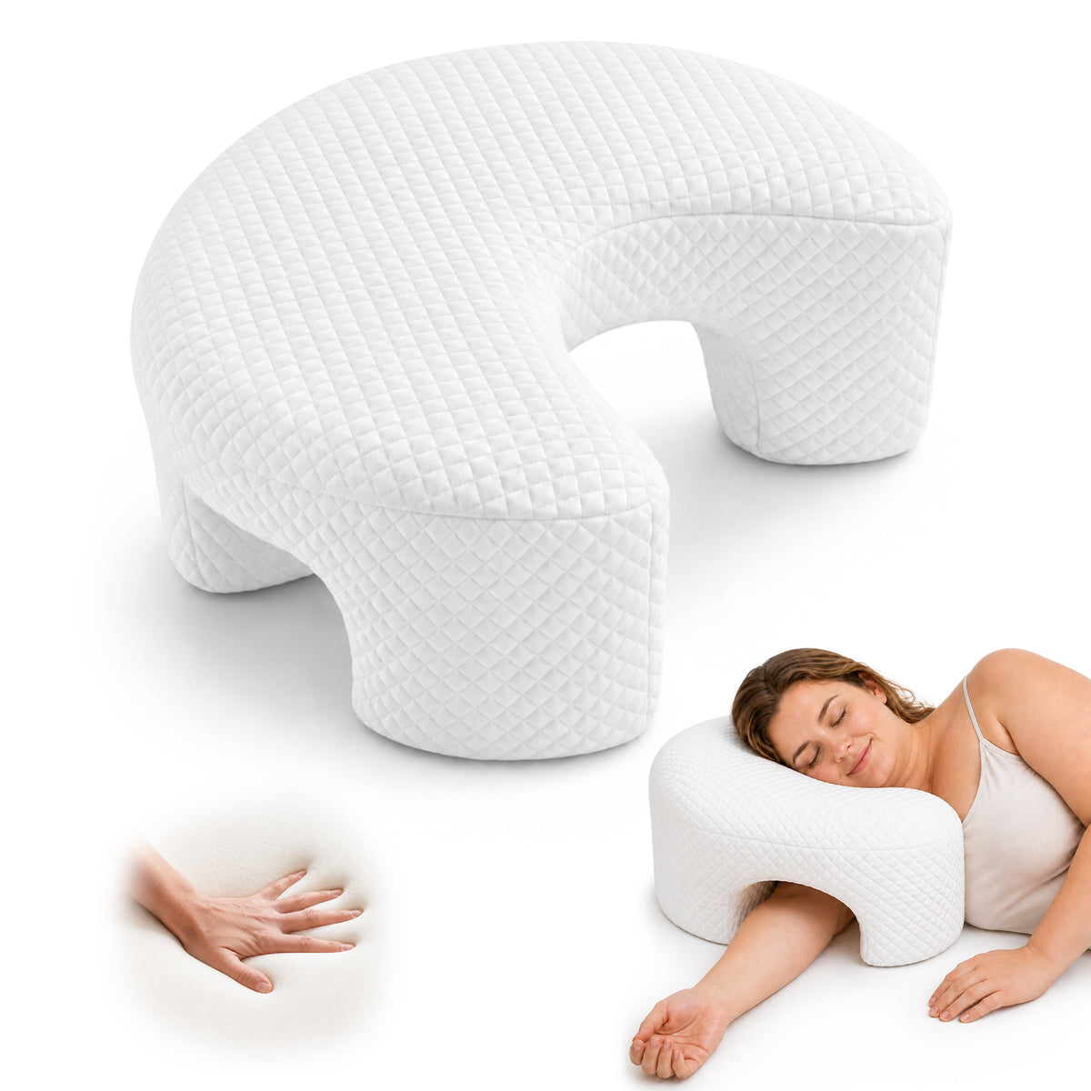 Side Sleeping Pillow with Arm Holes - Ergonomic Memory Foam Pillow for Cervical, Neck, Shoulder & Rotator Cuff Pain Relief - Ideal for Side Sleepers