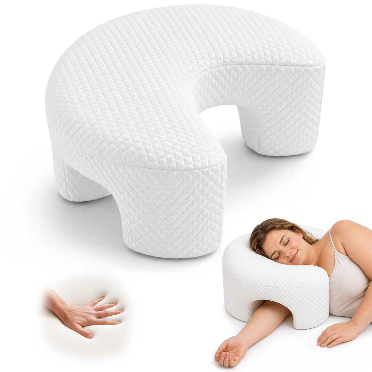Side Sleeping Pillow with Arm Holes - Ergonomic Memory Foam Pillow for Cervical, Neck, Shoulder & Rotator Cuff Pain Relief - Ideal for Side Sleepers