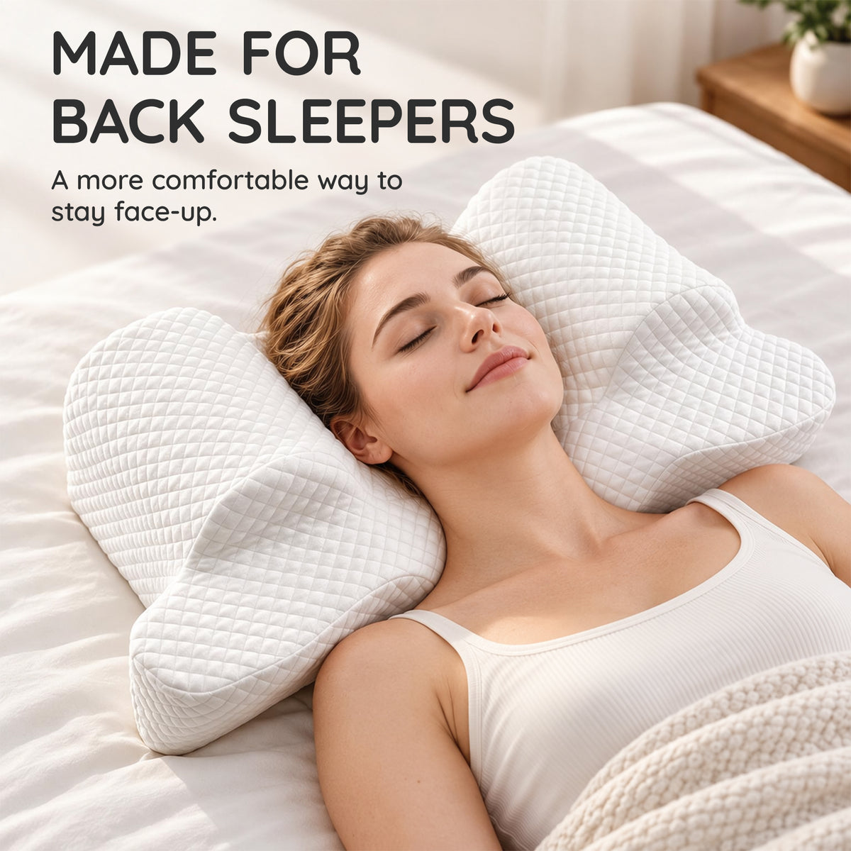 Memory Foam Back Sleep Training Pillow for Keep Head Straight Wrinkle Prevention - Beauty Pillow for Anti Wrinkle & Anti Aging.