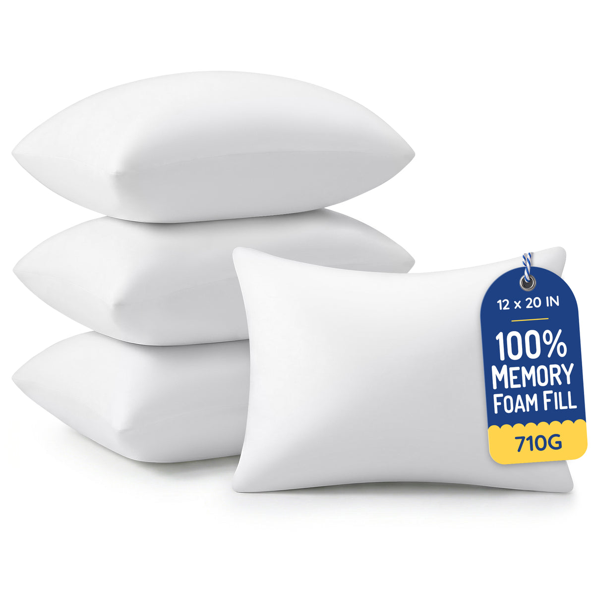 Throw Pillow Memory Foam Pillow Insert - Rectangular Lumbar Support Pillow for Decorative Cushion Bed Couch Sofa - Non-Deforming Over Time